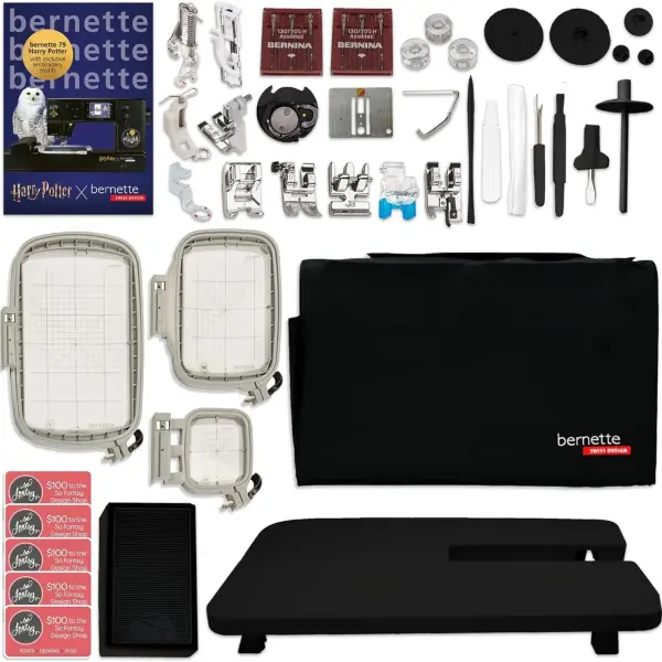 Bernette B79 Harry Potter Edition 2-in-1 Sewing & Embroidery Machine with 3 Embroidery Hoops & 130 Polyester Threads
