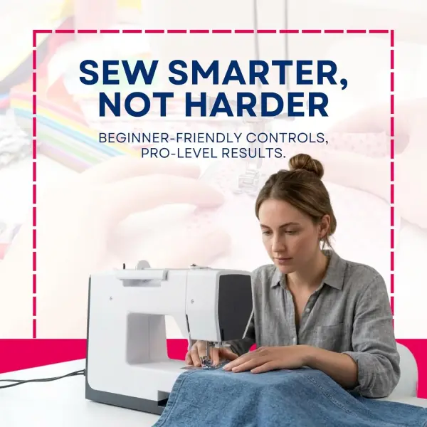 Bernette B37 Computerized Sewing Machine with LCD Display | Advanced Sewing & Quilting | 50 Stitches, One-Step Buttonhole, Automatic Needle Threader, Free Arm, LED Light |Adjustable Stitches