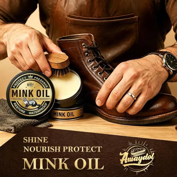 Leather Boot Care Kit – Mink Oil,Saddle Soap for Leather, Applicators & Sponge,Flannel bag – Leather Care Kit,Boot Cleaning Kit,Leather Shoe Care Kit for Cowboy Boots,Work Boots,Shoes