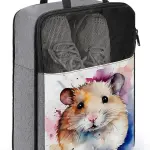 Watercolor Hamster Shoe Bag Travel Shoe Storage Pouch Portable Shoes Bags with Zipper Handle 13.7X9.4 In