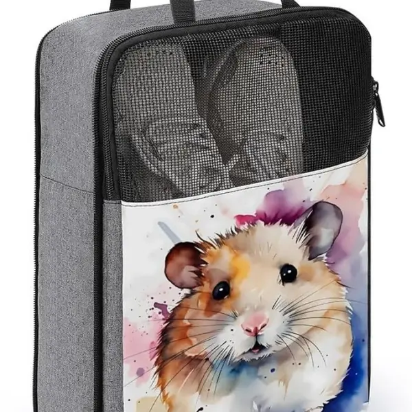 Watercolor Hamster Shoe Bag Travel Shoe Storage Pouch Portable Shoes Bags with Zipper Handle 13.7X9.4 In