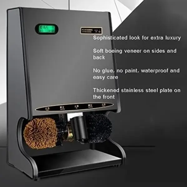 Automatic Electric Shoe Polisher Machine with Sensor - Vertical Shoe Shine & Dusting, Polishing, Oiling, Waxing - Ideal for Home, Hotels & Businesses - Sleek Black/Silver Design