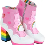 Pink Cheer Bear Care Bears Shoes, Pink Ankle Boots for Women, 80s Retro Boots