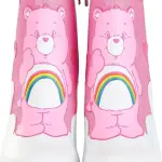 Pink Cheer Bear Care Bears Shoes, Pink Ankle Boots for Women, 80s Retro Boots