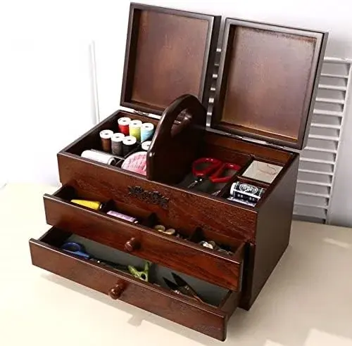 Sewing Box with Drawers - Portable Sewing Basket for Organization and Easy Carrying - Perfect for Home and Embroidery Tools