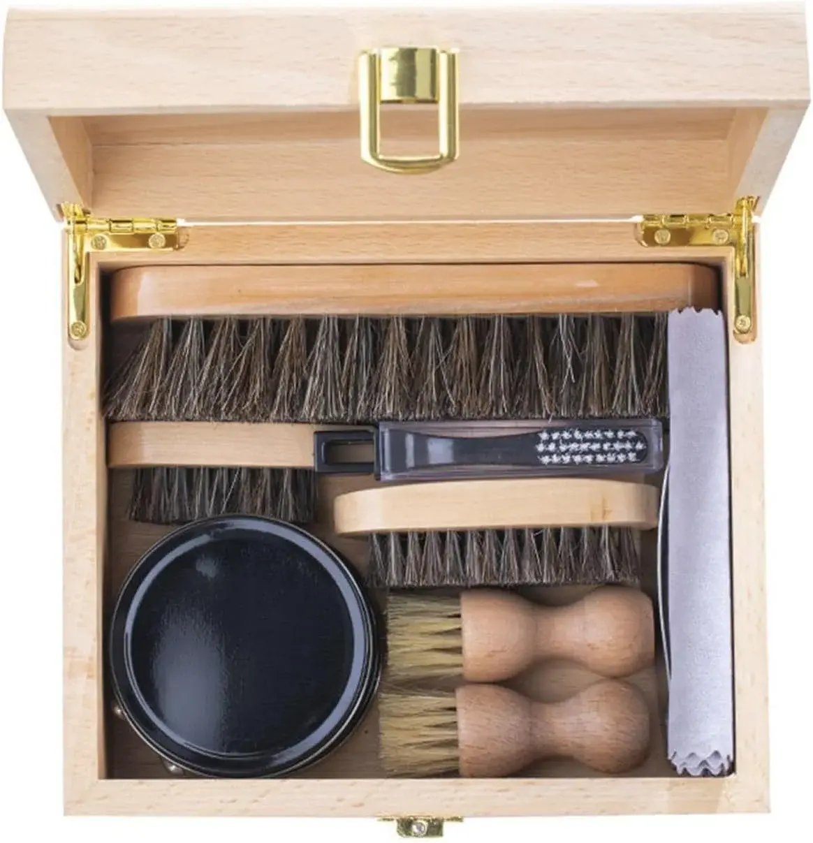 Wool Shoe Brush Set Beech Shine Shoes Maintenance and Care Set Shoe Polish Polish