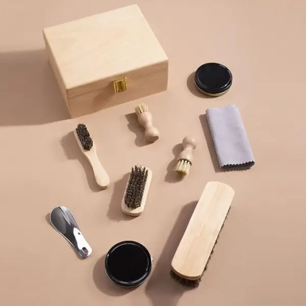 Wool Shoe Brush Set Beech Shine Shoes Maintenance and Care Set Shoe Polish Polish