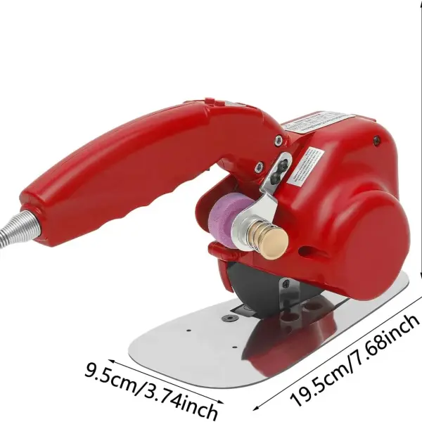 Electric Fabric Cutter Machine, 245W Industrial Speed Adjustable Fabric Scissors with LED Light & Built-in Blade Sharpener, Round Blade Cutting Machine for Sewing, Quilting, Tailoring (Red)
