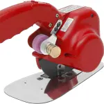 Electric Fabric Cutter Machine, 245W Industrial Speed Adjustable Fabric Scissors with LED Light & Built-in Blade Sharpener, Round Blade Cutting Machine for Sewing, Quilting, Tailoring (Red)