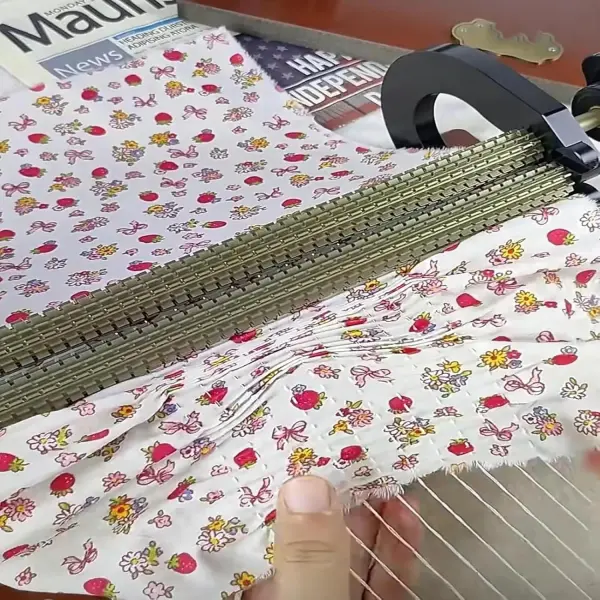 Adjustable Smocking Pleater, 24 Row Pleat Sewing Machine, Adjustable Closeness & Depth, 47 Needle Positions, with Sewing Needles & Tool, for Costume