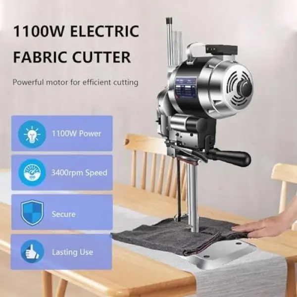 High-Speed Automatic Fabric Cutter with Straight Knife, Industrial Sewing and Cloth Cutting Tool, Durable and Efficient