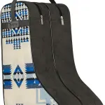 M&F Western Products TWISTER Boot Bag, Blue and Grey with Southwestern Fabric Design, Microsuede, Nylon Handles