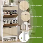 GAOMON Shoe Storage Cabinet with 3 Flip Drawers, Entryway Cabinet with Adjustable Shelves, Can Accommodate 18 to 24 Shoes, Space-Saving Narrow Shoe Rack for Entryway, Hallway, Front Door, White Oak