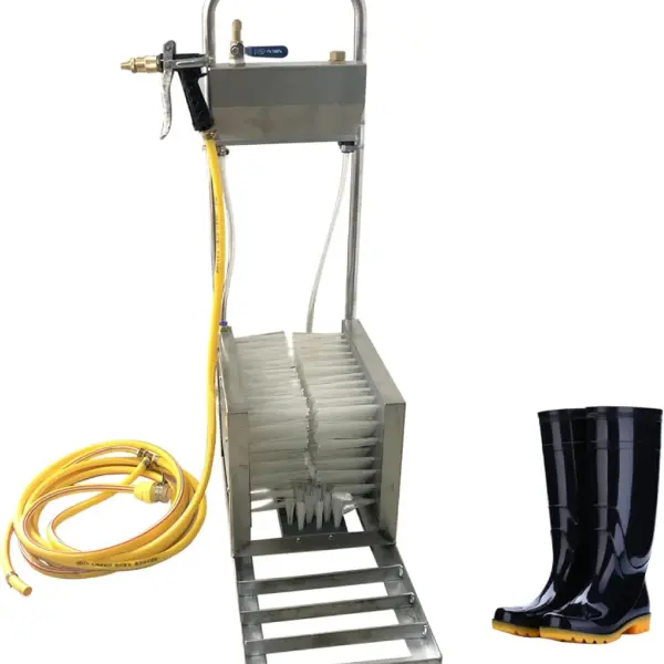Stainless Steel Boot Scrubber with Water Spray Gun - Heavy-Duty Shoe Cleaner for Farms, Ranches, and Construction Sites - Essential Footwear Cleaning Tool