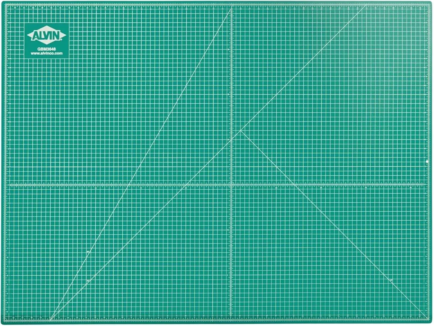 ALVIN GBM Self-Healing Cutting Mat 36 x 48 inch | Double-Sided Green/Black | 5-Layer Gridded Surface for Arts, Crafts and Sewing - Model GBM3648