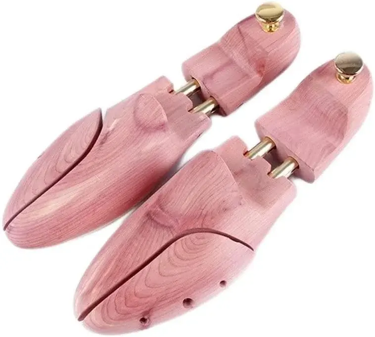 JSEIAJB 1 Pair Twin Tube Red Cedar Wood Shoe Last Adjustable Shoe Shaper Men's Shoe Tree