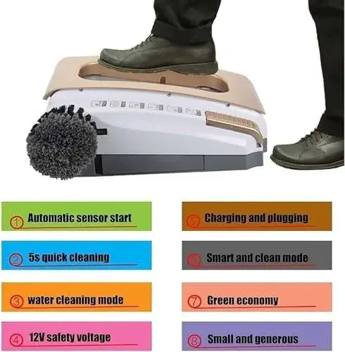Electric Shoe Cleaning Brush | Automatic Boot Scraper with Built-in Water Reservoir & Battery | Quick 5-Second Dust Removal | Low Noise Sole Cleaner (Red)