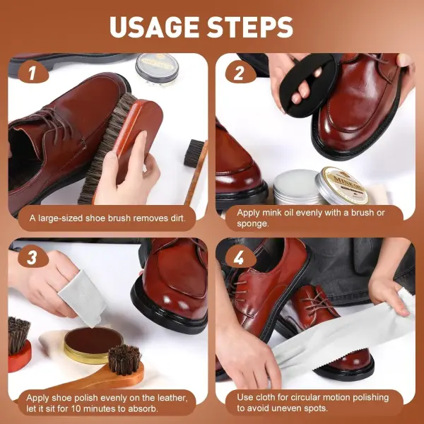 CHMI 16PCS Leather Shoe Polish Kit,Shoe Shine Kit with Black/Brown Shoe Polish,Shoe Bruhses for Leather Boot Care and Cleaning,Shoe Shine Gifts for Men