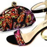 Venus Chan Italian Design African Style Matching Bag/Shoes Set Decorated with Appliques