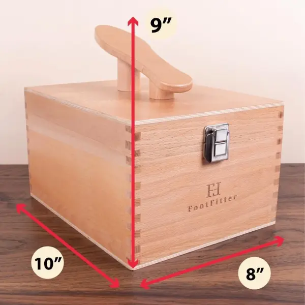 FootFitter Beech Wood Valet Box, Premium Shoe Shine Organizer with Classic Storage for Polish, Brushes, Cloths & Tools