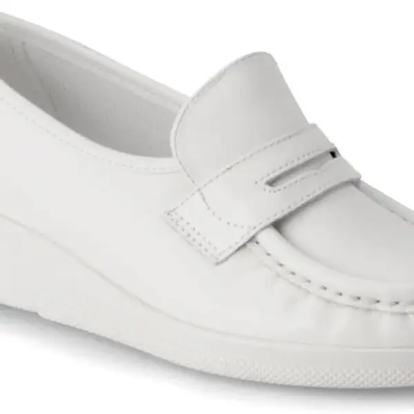 Nurse Mates Pennie Women's Shoes | Slip-Resistant Loafer | Stain-Resistant | Comfort Support | White