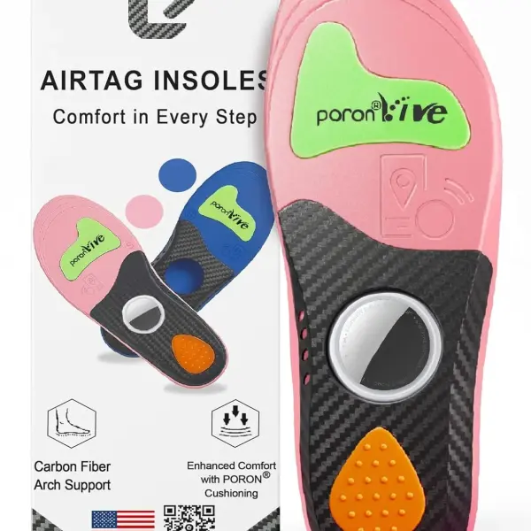 AirTag Shoe Insert for Kids with PORON Shock-Absorbing Technology, Hidden Tracker Insole for Sneakers & Everyday Shoes (Pink, Foot: 7.6–8.6 in/Insole: 8.4–9.1 in/US 2Y–4Y)