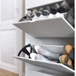 Shoe Cabinet with 3 Flip Drawers, Narrow Shoe Storage Cabinet, Freestanding Shoe Rack Organizer for Entryway, Hallway, White