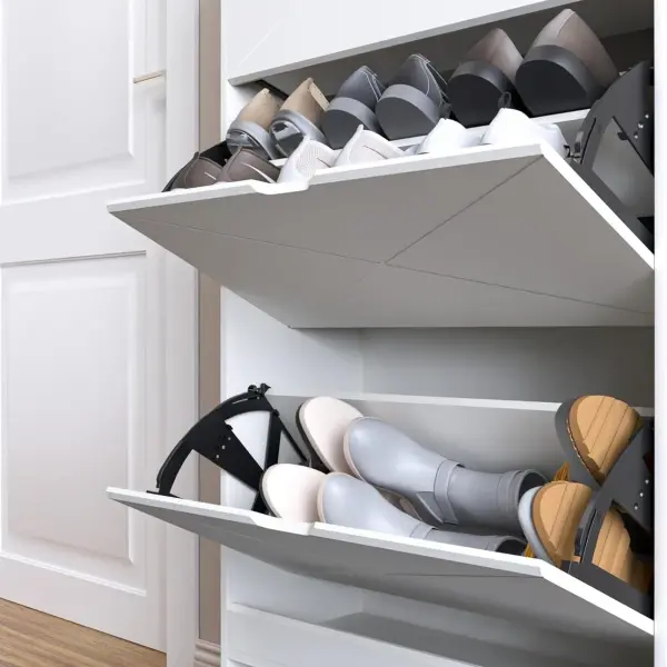 Shoe Cabinet with 3 Flip Drawers, Narrow Shoe Storage Cabinet, Freestanding Shoe Rack Organizer for Entryway, Hallway, White
