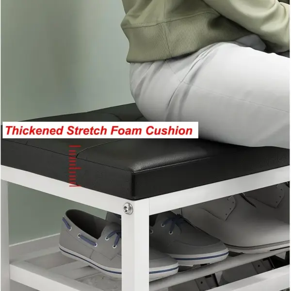 Multifunctional Shoe Care Stool Space Saving Entryway Bench & Stylish Seating for Living Room & Office Compact Storage Solution for Shoes & Accessories