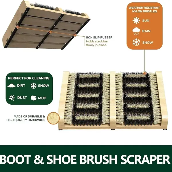 Heavy Duty Outdoor Shoe Brush - Deep Cleaning Boot Scrubber with Stable Base for Dirt, Mud & Sand - Ideal for Sneakers, Rain Boots, Work Boots & Hiking Shoes