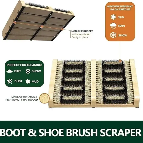 Heavy Duty Outdoor Shoe Brush - Deep Cleaning Boot Scrubber with Stable Base for Dirt, Mud & Sand - Ideal for Sneakers, Rain Boots, Work Boots & Hiking Shoes