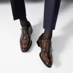 BEAU TODAY Oxfords Dress Shoes for Men Genuine Leather Brogue Oxford Shoes Lace Up Wedding Dress Shoes Mens Formal Business Mens Wingtip Shoes