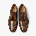 BEAU TODAY Oxfords Dress Shoes for Men Genuine Leather Brogue Oxford Shoes Lace Up Wedding Dress Shoes Mens Formal Business Mens Wingtip Shoes