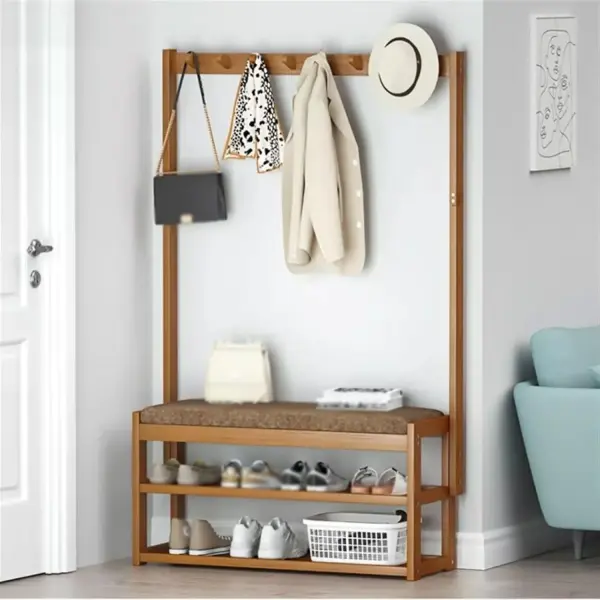 Shoe Rack for Entryway Shoe Rack for Entryway Coat Rack Shoe Bench, Bamboo Shoe Storage Bench with Cushion Padded Seat, 3-in-1 Hall Tree, Shoe Organizer Rack for Entryway Shoe Organizer