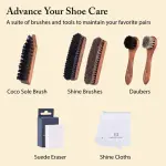 FootFitter Premium Shoe Care Brush Set, Horsehair Shine Brushes & Tools for Polishing Leather & Suede Shoes (Made in Germany)