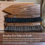 FootFitter Premium Shoe Care Brush Set, Horsehair Shine Brushes & Tools for Polishing Leather & Suede Shoes (Made in Germany)