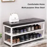 Multifunctional Shoe Care Stool Space Saving Entryway Bench & Stylish Seating for Living Room & Office Compact Storage Solution for Shoes & Accessories