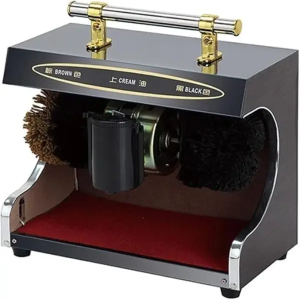 Automatic Shoe Polisher Machine - Commercial Electric Shoe Cleaner for Hotels & Offices, Dual Brush Leather Shine & Cleaning Kit, Efficient Dust Removal & Polishing (Black)