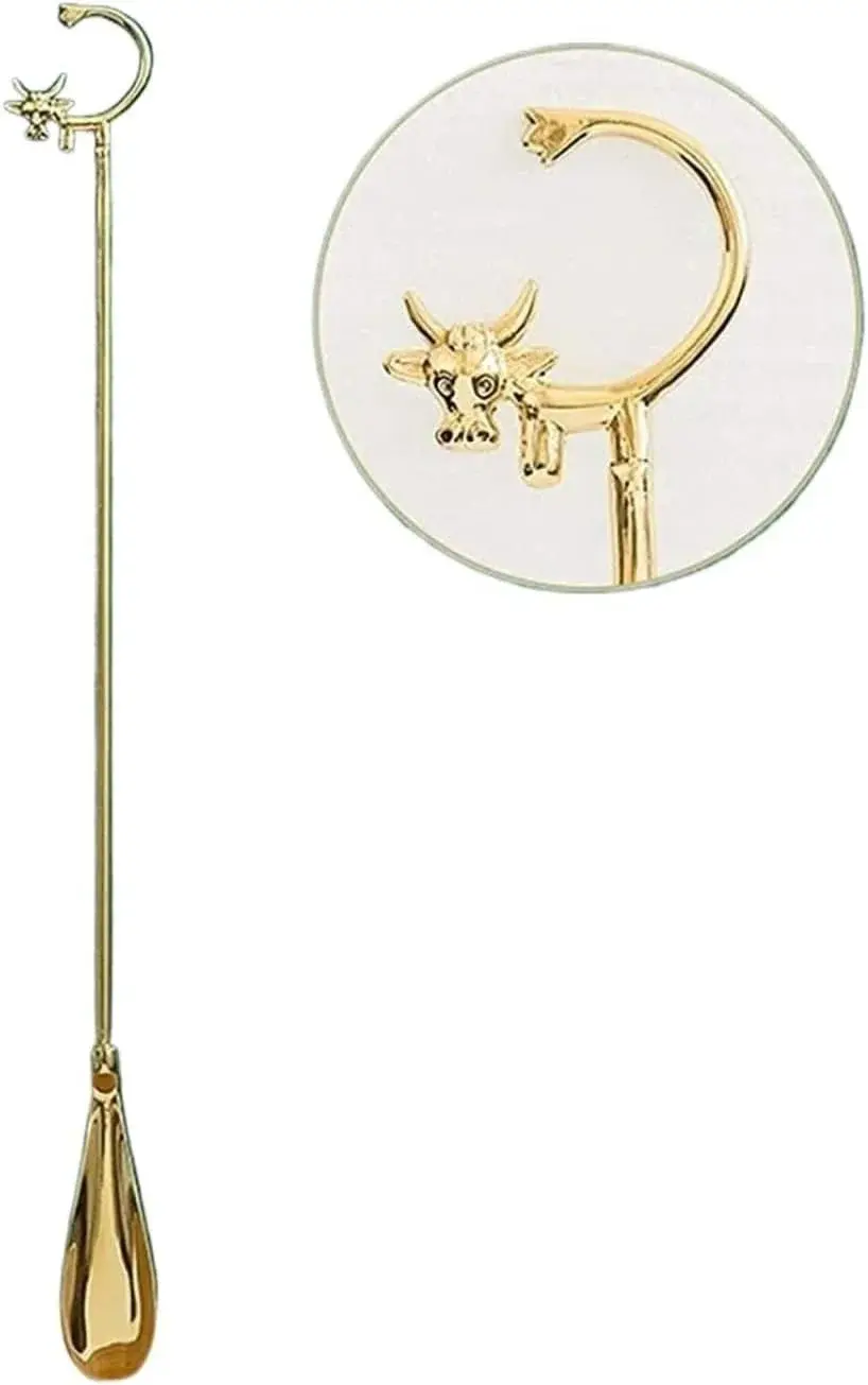 Shoe Horns Horn Metal Portable Short Handled, Lifter Fits for All Shoes Classic Gentleman's Accessory, Long Hand Puller