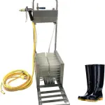 Farm Boot Scrubber with Water Spray Gun and Stainless Steel Brush for Mud Removal on Farms, Ranches, Construction Sites