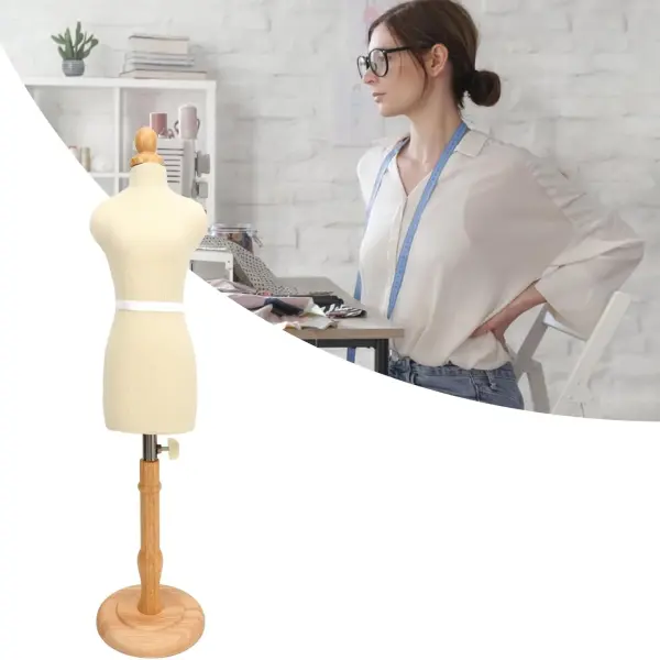 Premium Female Dress Form, Professional Tailoring Tool, Adjustable Height, Beechwood and Canvas Material, Stable Wooden Frame, Easy Sewing and (Red)