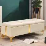 Shoe Storage Bench with Leather Seat Long Flip Top Footstool Full Sponge Cushion Hidden Storage for Entrance Hallway Bedroom Living Room - Brown 80 Cm,Grey-90x40x40cm