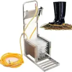 Shoe Cleaning Machine with 3-Sided Hard Brushes and Water Spray Gun - Automatic Scrubber for Removing Dirt, Snow, and Mud - Ideal for Farms and Ranches