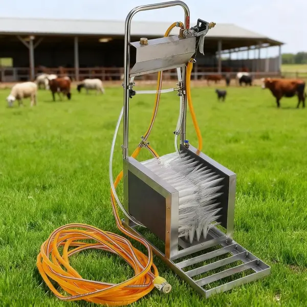 Heavy-Duty Rain Shoe Scrubber & Boot Brush | Automatic Stainless Steel Mud Remover with Water Spray Gun | All-Weather Industrial Shoe Cleaner for Farms & Livestock Care