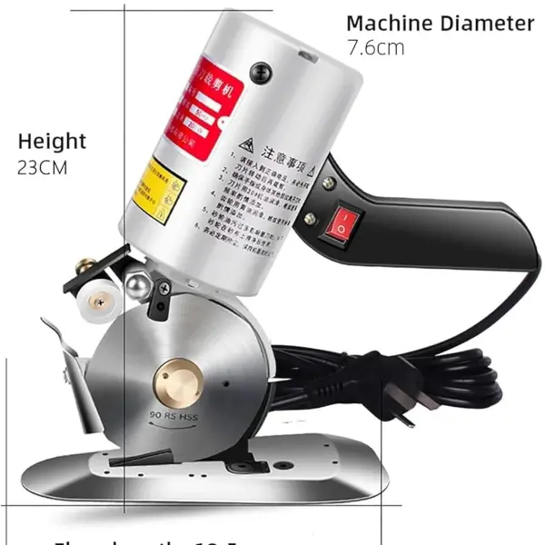 200w Sewing Rotary Cutter - Low Noise + 90mm Rotary Blade, Electric Fabric Cutter, Liftable Protective Device, Cutting Thickness:≥3cm, Multi-Layer Clothing, Textiles, Etc