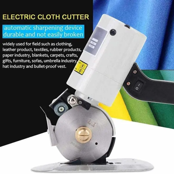 200w Sewing Rotary Cutter - Low Noise + 90mm Rotary Blade, Electric Fabric Cutter, Liftable Protective Device, Cutting Thickness:≥3cm, Multi-Layer Clothing, Textiles, Etc