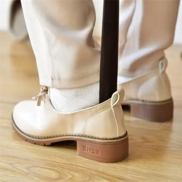 Extra Long Wooden Shoehorn 26-30in - Stable Base Lazy Shoe Helper for Seniors, Elderly, Women & Kids - Effortless Shoe Wearing Aid, Comfortable & Durable (75cm)