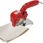 Electric Fabric Rotary Cutter 245W 0.79" Cutting Thickness Speed Adjustable Fabric Scissors Round Blade Cutting Machine with LED Light for Multilayer Leather Cloth Carpet-Red