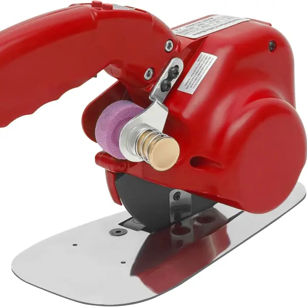 Electric Fabric Rotary Cutter 245W 0.79" Cutting Thickness Speed Adjustable Fabric Scissors Round Blade Cutting Machine with LED Light for Multilayer Leather Cloth Carpet-Red