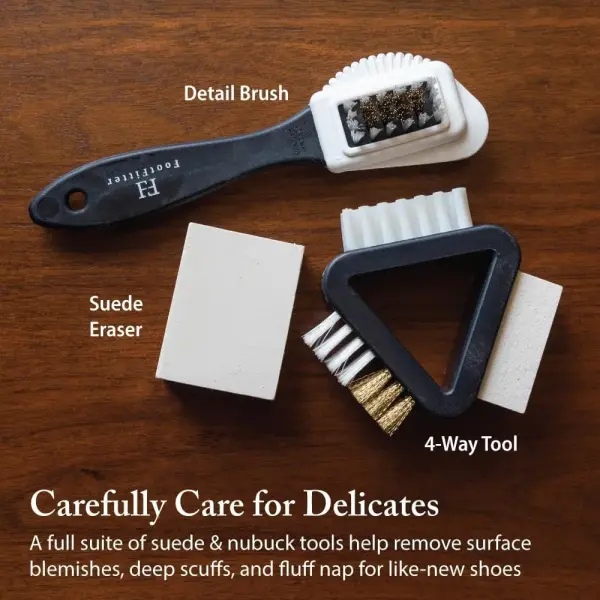 FootFitter Leather Shoe Shine & Suede Cleaning Set with Grand Cedar Valet Box, Polish Creams, Brushes & Premium Care Tools